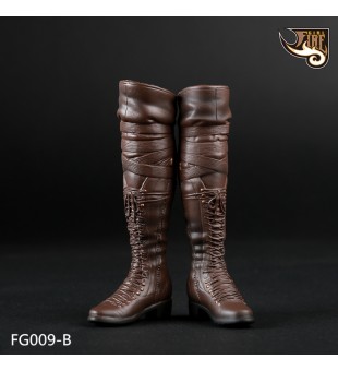 *Fire Girl 1/6 Brown High Heels Leather Boots Shoes / 啡色皮革長靴高跟鞋 FG009-B